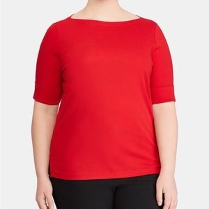 Lauren Ralph Lauren Plus-Size Cotton-Blend Boatneck Top